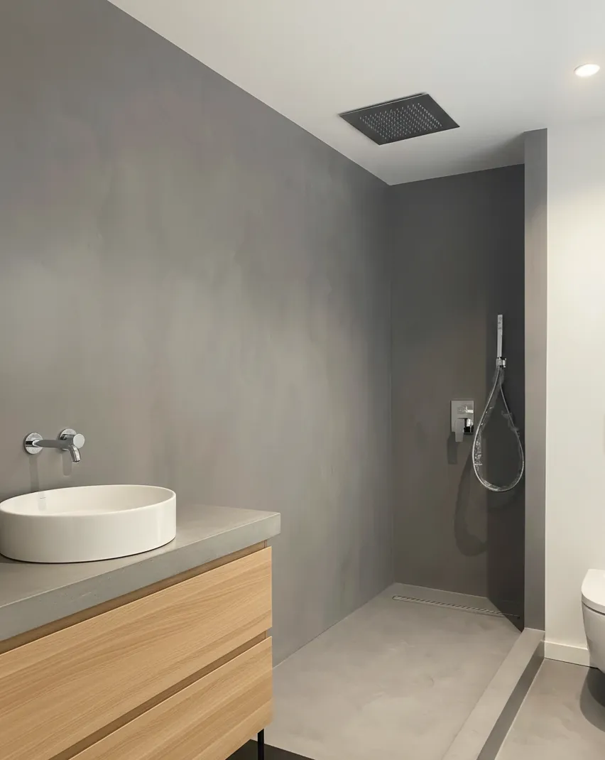 Badrumsrenovering med microcement - Efter